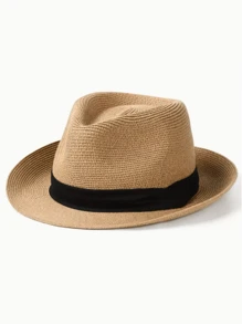 1pc Adult Panama Hat Windbreak Rope Top Hat Sun Hat English Sun Hat Foldable Beach Hat