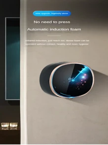 1 件智能自动皂液器 - 智能洗碗皂液器，可充电泡沫洗手液分配器，免触摸，传感器激活，壁挂式，时尚电动浴室厨房配件，具有先进的卫生和便利功能