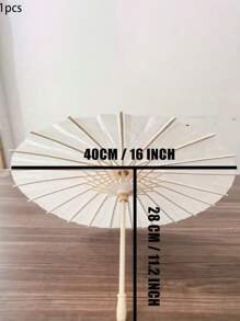 6pcs/1pc White Paper Umbrella - Wooden Handle, No Power Or Feathers Required, Perfect For Weddings, Photo Shoots, Makeup, Parties, Beach Decorations.
