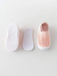 1 Pair Solid Color Designed Baby Toddler Shoes, Suitable For Spring & Summer, 0-3 Years Old Infants & Toddlers, Boys & Girls - Pink - View 6