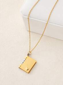 1 件情书项链，带可打开的心形吊坠设计，可定制雕刻，适合作为节日礼物