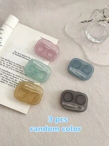 XIANG YU 1/3/5件复古别致糖果色迷你隐形眼镜盒彩色隐形眼镜盒套装带镜子小巧便携浸泡收纳套装眼部隐形眼镜彩色隐形眼镜万圣节