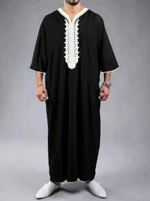 New Arrival Popular Moroccan-Style Black 3/4 Sleeve Robe - Black - View 1