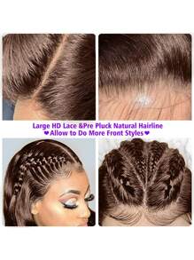 ZHENDEFA Invisi Strap 360 Full Lace Glueless Wig Chocolate Brown Colored Lace Frontal Wig 180 Density Straight Lace Front Human Hair Wig - Chocolate Brown - View 5