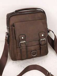 Vintage Vertical Shoulder Bag, Crossbody Bag For Men, Business Handbag With Wallet, New Men's Leather Bag College Bag Office Bag Sling Bag - Multicolor - View 8