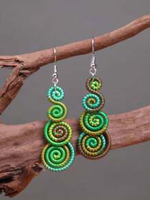 Pendientes colgantes de estilo retro con espiral arcoíris colorido, joyas de moda, accesorios elegantes clásicos para mujer, regalo ideal para aniversario, cumpleaños, San Valentín