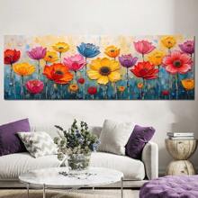 1pc Colorful Flower Botanical Posters , Modern Wall Arts , 3D Canvas Painting, Wall Art Pictures For Living Room For Bedroom Office Decor Unframed 50x150cm/19.68x59.05inch