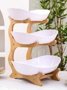 Elegant Multi-Tier Bamboo & Wood Fruit/Dessert Display Stand, Modern Creative Living Room Home Use Luxury Snack Tray - Multicolor - View 17