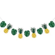 1pc Hawaiian Tropical Flamingo Summer Party Decor Banner Garland Bunting Tropical Jungle Banners Happy Birthday Decoration - Multicolor - View 8