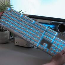 HP 惠普机械键盘鼠标套装游戏专用有线电竞青轴黑轴茶轴红轴lol吃鸡笔记本台式办公男女生金属面板人体工学全键无冲突冷光效果白蓝光黑混光USB接口 - 彩色 - 查看 7