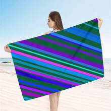 1pc Colorful Printed Beach Towel, 100% Polyester, Lightweight, Quick Dry, Absorbent, Modern Style, Rectangular Shape, Hand/Machine Washable, Suitable For Yoga, Travel, Swimming, Beach, Fitness, Camping, Bathroom, Valentine's Day, Birthday Gift Beach Essentials - Multicolor - View 36