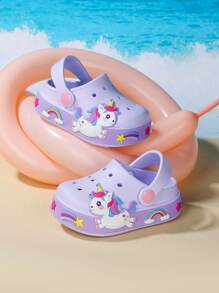 1 Pair Baby Horse Pattern Breathable Non-Slip Slip-On Beach Sandals, Slippers