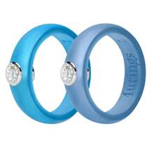 OVERSIZE 4-12 Silicone Rhinestone Ring For Men And Women Silicone Diamond Rings - Women's Wedding Engagement Rubber Band - Metallic Sky Blue - 查看 3