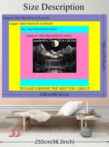 山月光瀑布挂毯宁静的夜空风景家居卧室客厅办公室宁静祥和的氛围单色优雅设计艺术