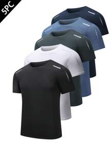 5 Packs Quick-Drying T-Shirts For Men Casual Ice Silk Summer Thin Sports Short-Sleeved Half-Sleeved Fitness Clothes Running Clothes New Tops