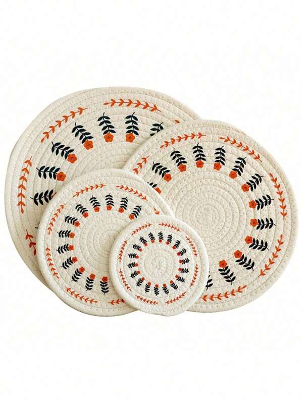 1pc Nordic Style Woven Heat Insulation Mat, Coaster For Dishes, Bowls, Pots, Cups & Teapot, Various Sizes, Heat-Resistant Tableware Mat