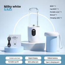 1 Peça Processador e Liquidificador de Alimentos para Bebê, Mixer Portátil de Smoothie de Frutas, Máquina de Suco Elétrica Multifuncional com Bateria Recarregável, Copo com Tampa