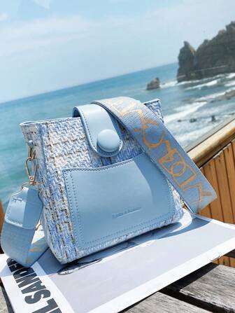 Versatile Crossbody Bag For Women, Spring New Stylish Plaid Small Square Bag, Color Block Shoulder Bag, High-End Casual Unique Personalized Bag