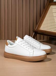 Men's Minimalist Comfy Low-Top Casual Slip-On Sneakers, Streetwear Versatile Unisex Lightweight Commuting Outdoor Flats - Brown - View 5