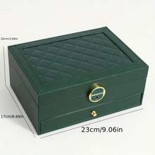 1 件多层皮革珠宝收纳盒，适用于耳环、戒指、手表、项链和手镯，容量大，是送给女性的最佳礼物 - B-雙層 - 查看 2