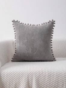 Miater 1入組小絨球靠墊套不附帶墊芯 - 灰色 - 查看 17