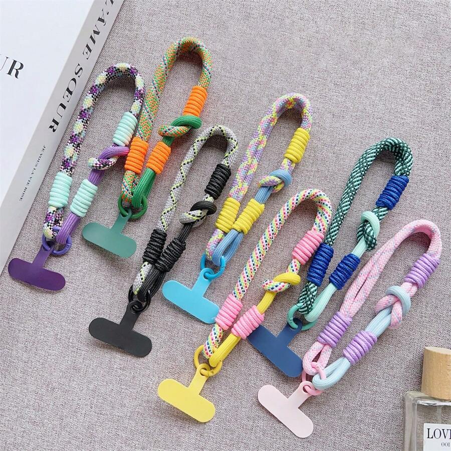 1 dây đeo cổ tay ngắn có đầu nối ốp điện thoại, phụ kiện mặt dây chuyền điện thoại thời trang, chống trượt & chống rơi & chống thất lạc - Nhiều màu - Xem 1