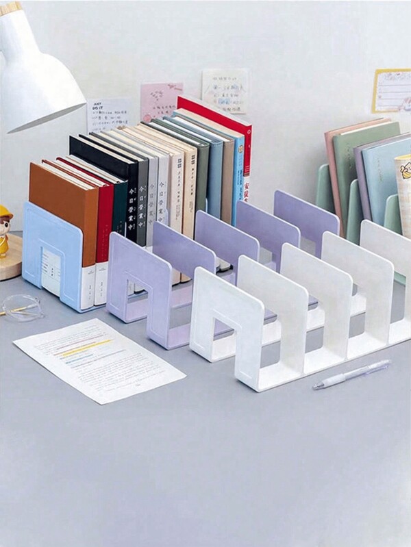 1pc Book Stand Desktop Storage Holder, Plastic Book Organizer Rack For Reading On Desk