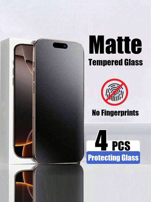 4 Pcs Matte Frosted Tempered Glass Screen Protectors Compatible With IPhone - Full Coverage, Anti-Scratch 9H Hardness, Fingerprint Resistant Gift For Birthday, Family, Friends Phone Screen Protector, Phone Accessories