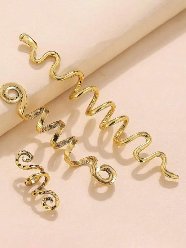 Set de 6 piezas de joyería para el cabello en forma de serpiente dorada para trenzas, accesorios para rastas para mujeres, accesorios de pelo vintage retorcidos con pasador en U, adecuado para uso diario, unisex