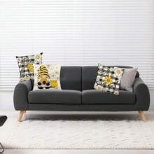 4 件装黑蜂春夏装饰抱枕套，户外枕套，适用于沙发床、汽车、家居