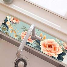 1pc Blooming Flower Pattern Faucet Mat Drain Mat, Polyester Material, Suitable For Occasions Such As Kitchen And Bathroom, Diatom Mud Faucet Suction Cup, Faucet Splash Mat, Daily And Summer Decoration, Can Be Given As A Gift