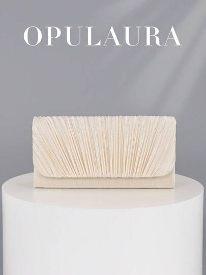 OpulAura 女士简约时尚褶皱设计迷你翻盖手提包，奢华缎面正式晚宴手拿包，优雅迷人，适合晚礼服，适合婚礼、正式派对、舞会、返校派对，可作为生日或节日礼物