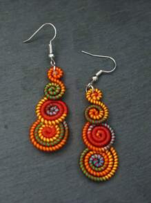 Pendientes colgantes de estilo retro con espiral arcoíris colorido, joyas de moda, accesorios elegantes clásicos para mujer, regalo ideal para aniversario, cumpleaños, San Valentín