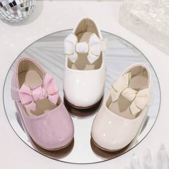Girls' Princess Shoes, Soft Bottom Spring & Autumn New Leather Shoes For Children, Summer Pearl Bow Decor