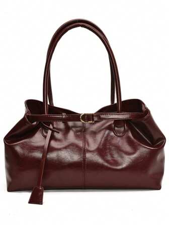 1pc Women's High-Capacity Tote Handbags Female Pu Leather Shoulder Bags Handbag Bags For Girl Casual Classic Simple Designer Business Style Bag Fashion Lady Commute Handbags Commuting To Work Black White Brown Silver