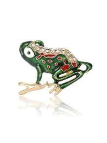 1pc Vintage Frog Crystal Rhinestone Brooch, Scarf Clips, Clothes/Headscarf Accessories - Multicolor - View 9