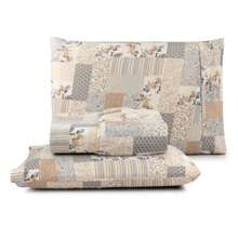 3-Piece Queen Sheet Set 100% Cotton Printed Matchstick Stitch - Màu be - Xem 1