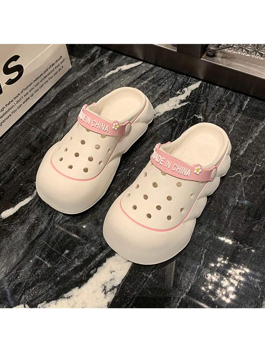 Women's EVA Lightweight Hollow Sandals, Soft & Elastic Color Block Design, Very Suitable For Summer Outings And Casual Fashion - Pink - View 1