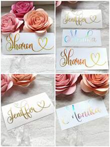 Personalized Name Vinyl Decal Custom Name Stickers Wine Glass Decal Bridal Party Decal Vinyl Lettering, Customized Name Decals, Custom 3-6 Inch Personalized Text, 1/3/5pcs Can Customize Different Texts, Name Sticker, DIY Gifts, Valentine's Day Gift, Gift For Her, Gift For Him, Gift For Mum, Gift For Friends, Home Decor, Decoration, Personalized Gift - Multicolor - View 7