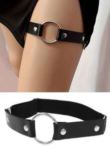 1pc Gothic Y2K Style Fashion Black & Pink Punk Garter Belt Leg Chains, Suitable For Women Daily, Festival, Party Wear, Fashion Leg Decor, Gift - Multicolor - View 6