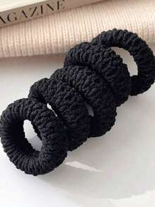 10 piezas/5 piezas Gomas de pelo elásticas negras, diseño minimalista, adecuadas para uso diario, sujetadores de coleta, bandas de goma para el cabello, scrunchies, cuerda para el cabello, coleteros