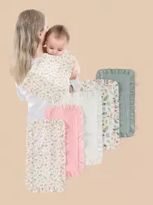 5pcs Soft & Comfortable Cotton Baby Bibs/Burp Cloths Set - Multicolor - View 1