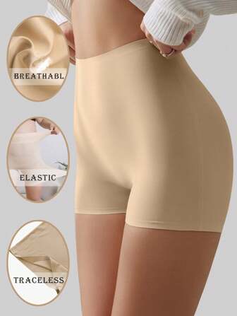 Säkerhetskalsonger för kvinnor, sömlösa trosor, issidensshorts, anti-blinkende, andningsbara, mjuka, hudvänliga boxershorts, bekväma underkläder