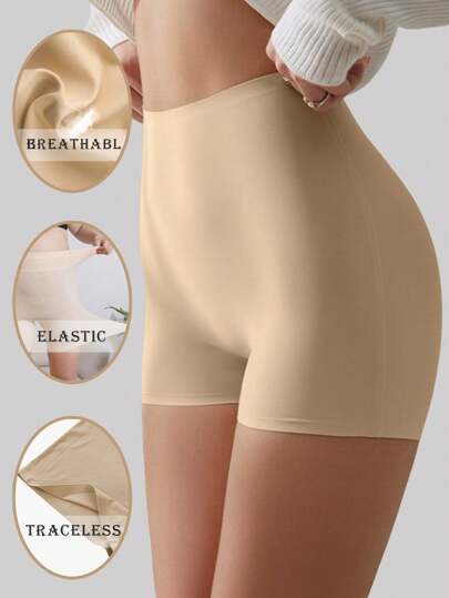 Women's Safety Panty Boxer Panties Seamless Panties Ice Silk Shorts Antiexposure Breathable Soft Skin-Friendly Boxer Short Briefs Comfy Lingerie Female Underwear