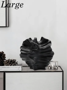 Jarrón con textura ondulada y diseño curvilineo orgánico - Decoración multifuncional para estante, para botánica seca y sistema de sujeción de libros | Escultura minimalista moderna de sobremesa con líneas arquitectónicas | Recipiente de exhibición de doble propósito para un estilo interior creativo (sin flores incluidas)