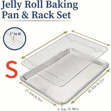 Juego de bandeja de horno y rejilla de enfriamiento de acero inoxidable, bandeja de horno antioxidante con bordes reforzados, adecuado para cocinar y hornear como regalo, regalo de Navidad - Multicolor - Ver 2