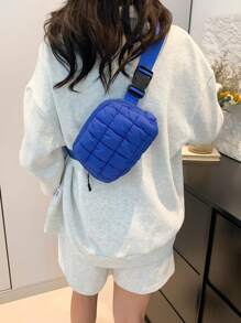 Quilted Fluffy Waist Bag, Fashionable, Ultra Comfortable, Adjustable Crossbody Bag, Suitable For Women, Perfect For Running, Shopping, Hiking And Workout - Royal Blue - View 5