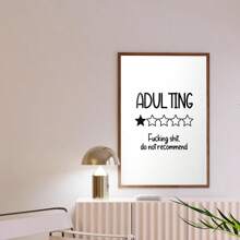 1pc, Canvas Hanging Picture, Framed, Poster, Wall Art, Adult Wall Art: Funny Letter Printing Poster, Indoor Use, Suitable For Living Room, Bedroom, Office, Bathroom, Kitchen, Art Print, Wall Decoration, Modern Style, Vintage Charm, Text Poster Gifts Birthday Graduation