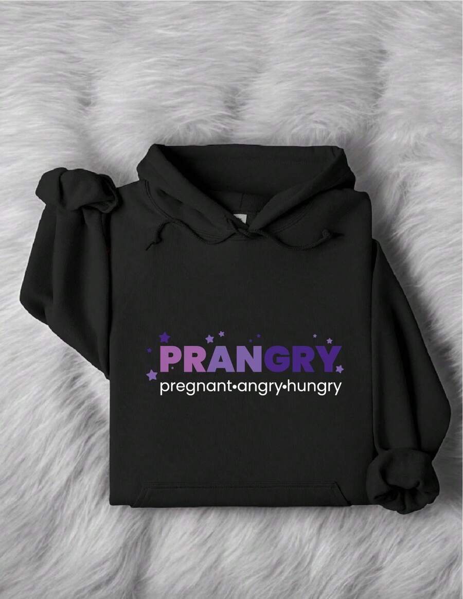 Prangry Pregnant Angry Hungry Hoodie, Funny Pregnancy Hoodie, New Mom To Be Hoodie, Maternity Hoodies, Pregnancy Announcement Hoodies, Pregnancy Gifts TX-1841 - Black - View 1