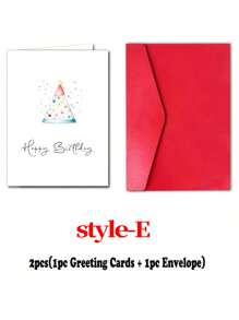2pcs/12pcs Colorful Birthday Cake Design Greeting Cards With Envelopes - Six Bright Colourful Fun Birthday Cards - Perfect For Birthdays, Thank-You Cards & Special Occasions